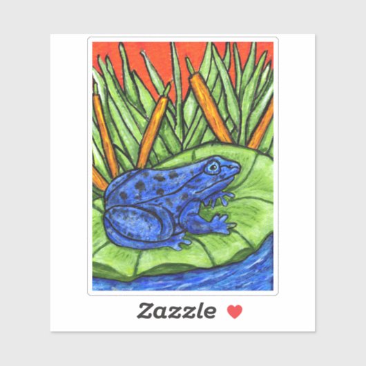 青い鮮やかカエル黒いスポットリリーパッドグラスリード シール (シート)