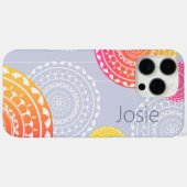 青い鮮やか名前にピンク色の黄色のランダムな曼荼羅 Case-Mate iPhoneケース (裏面 (横))