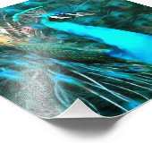 青い鮮やか孔雀が尾を扇いで入る フォトプリント            (角)