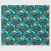 青い鮮やか孔雀が尾を扇いで入る ラッピングペーパー (フラット)