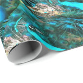 青い鮮やか孔雀が尾を扇いで入る ラッピングペーパー (ロールコーナー)