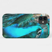 青い鮮やか孔雀が尾を扇いで入る Case-Mate iPhoneケース (裏面(横))