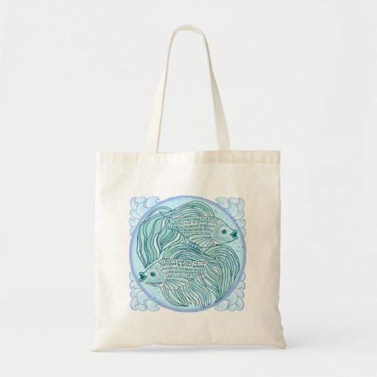 青い鯉の魚のトートバッグ トートバッグ (正面)