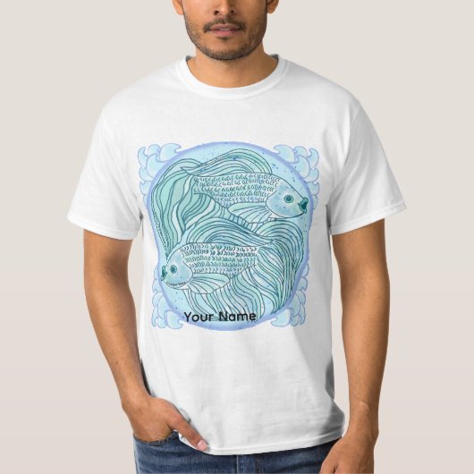 青い鯉の魚 Tシャツ (正面)