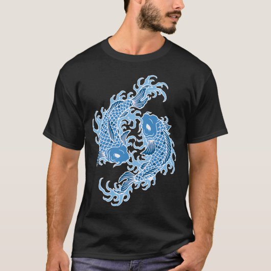 青い鯉の魚 Tシャツ (正面)