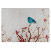 青い鳥および果実のガラスまな板11.5 x 8 カッティングボード (正面)