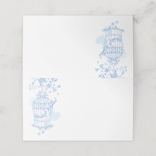 青い鳥がケージを開くグラフィックゲスト座席表 プレイスカード (外部開封)