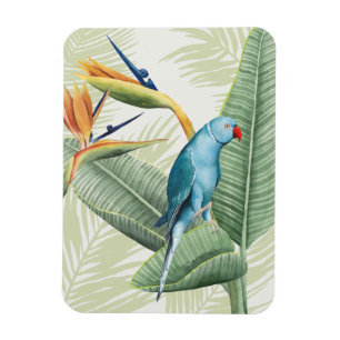 青い鳥が付いているシュロの葉 マグネット