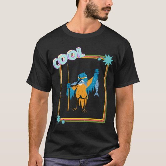 青い鳥が魚を捕まえる。 Tシャツ (正面)