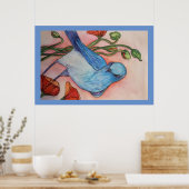 青い鳥とケシのポスター ポスター (キッチン)