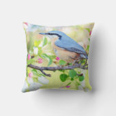 青い鳥とリンゴの花 クッション (裏面)