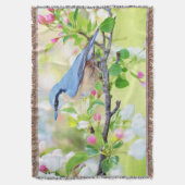 青い鳥とリンゴの花 スローブランケット (正面縦)