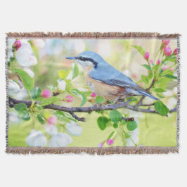 青い鳥とリンゴの花 スローブランケット