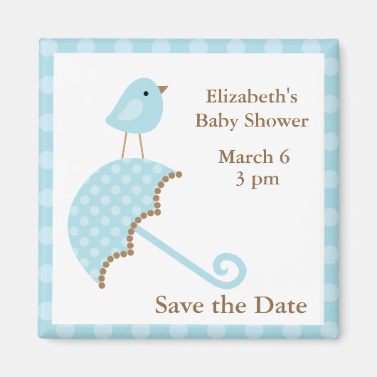 青い鳥と傘 マグネット (正面)