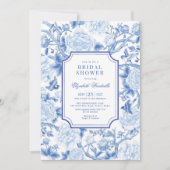青い鳥と牡丹のシノワズリーブライダルシャワー 招待状 (正面)