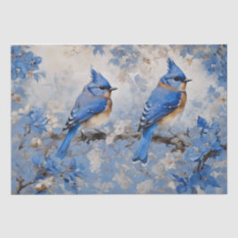 青い鳥と花のデコパージュティッシュペーパー 薄葉紙