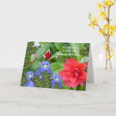 青い鳥と花の誕生日カード カード (黄色い花)