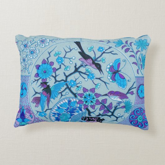 青い鳥と蝶の青アクセント枕 アクセントクッション (裏面)