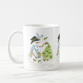 青い鳥と雪だるま コーヒーマグカップ
