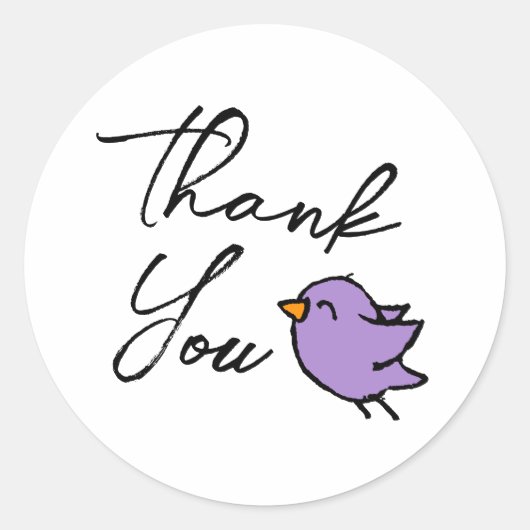 青い鳥のイラストのThank You ラウンドシール (正面)