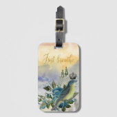 青い鳥のコラージュを吸う ラゲッジタグ (正面縦)