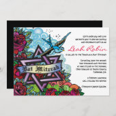 青い鳥のダビデの星 バット・ミツバの招待状 招待状 (正面/裏面)