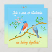 青い鳥のバレンタインカード 淡い青と緑 シーズンカード (正面/裏面)