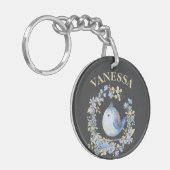 青い鳥のフローラリースカスタムキーチェーン キーホルダー (正面左)