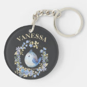 青い鳥のフローラリースカスタムキーチェーン キーホルダー (裏面)