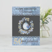 青い鳥のフローラリースカスタム誕生日カード 招待状 (スタンド正面)