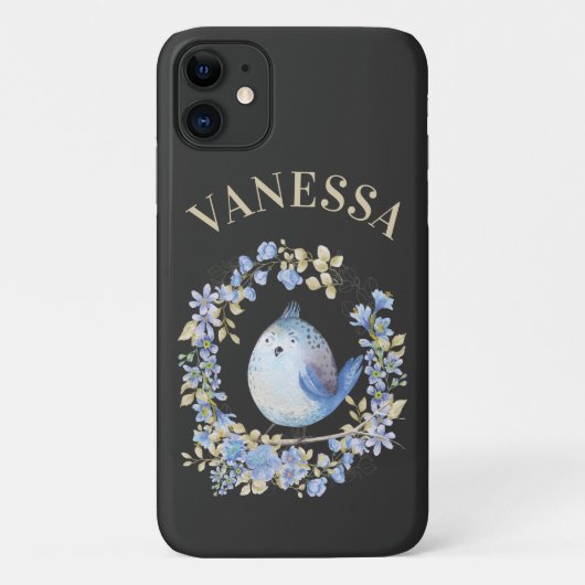 青い鳥のフローラリースiPhone / iPadケース Case-Mate iPhoneケース (裏面)