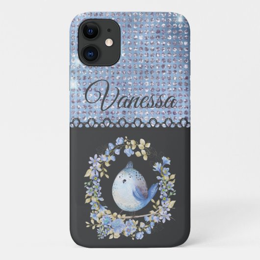 青い鳥のフローラリースiPhone / iPadケース Case-Mate iPhoneケース (裏面)