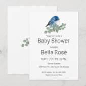 青い鳥のベイビーシャワー招待状 招待状 (正面/裏面)