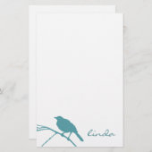 青い鳥の文房具 – 個人用に設定 便箋 (正面/裏面)