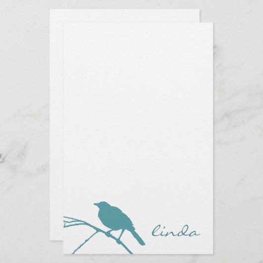 青い鳥の文房具 – 個人用に設定 便箋 (正面/裏面)