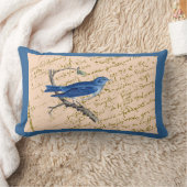 青い鳥の枕 ランバークッション (ブランケット)