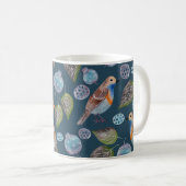 青い鳥の水彩模様 コーヒーマグカップ (正面右)