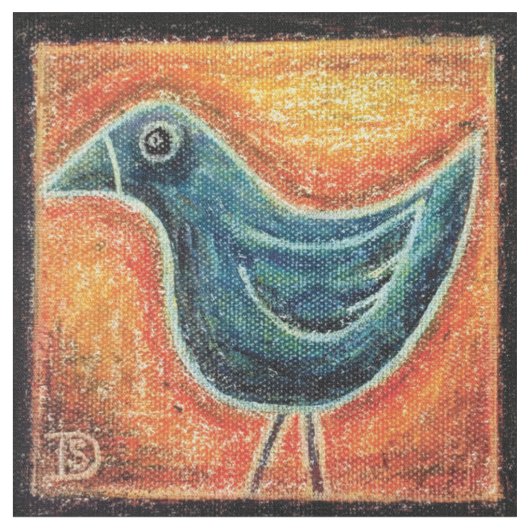 青い鳥の生地 ファブリック (クローズアップ)