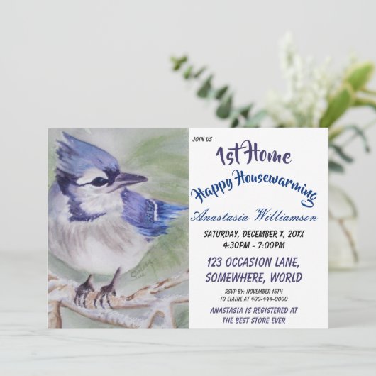 青い鳥の第1家の引っ越し祝いパーティーのパーティーの招待 招待状 (スタンド正面)