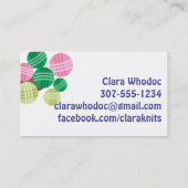 青い鳥の編み物の針の玉の糸の木 名刺 (裏面)