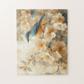 青い鳥の花の木絵を描の ジグソーパズル (縦)