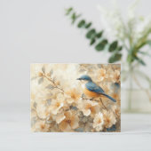 青い鳥の花の木絵を描の ポストカード (スタンド正面)