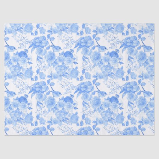 青い鳥の花の模様結婚。 薄葉紙 (正面)