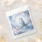 青い鳥の花柄ギフトバッグ フェイバーバッグ (クリップ留めされた状態)