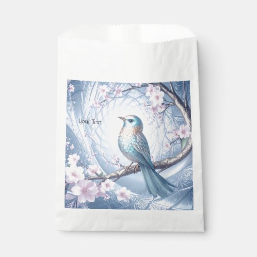 青い鳥の花柄ギフトバッグ フェイバーバッグ (正面)