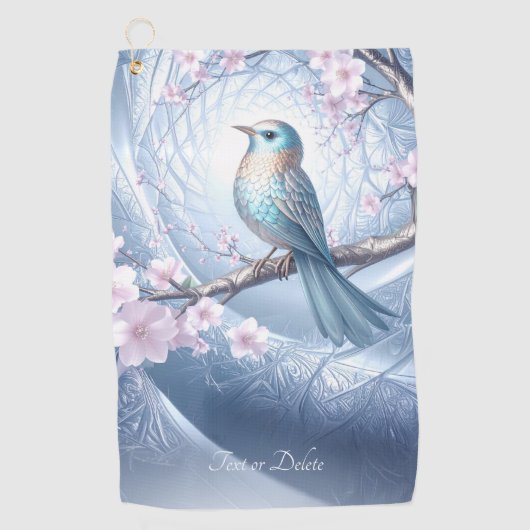 青い鳥の花柄ゴルフタオル ゴルフタオル (正面)