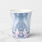 青い鳥の花柄紙コップ 紙コップ (左)