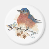 青い鳥の花 水彩画 マグネット (正面)