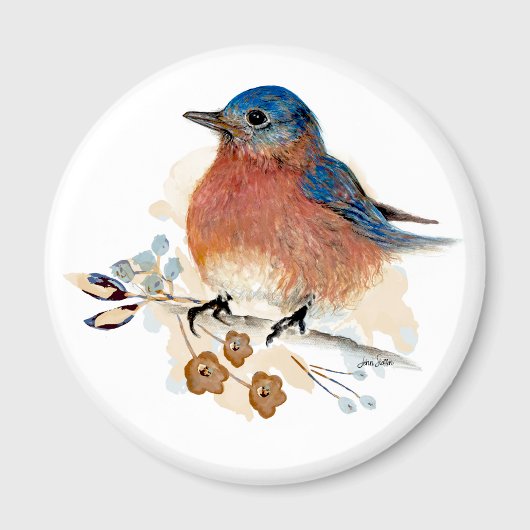 青い鳥の花 水彩画 マグネット