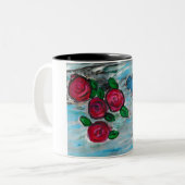 青い鳥の赤いバラ ツートーンマグカップ (正面左)